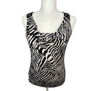 White House Black Market WHBM top, animal print cowl neck sleeveless, size S